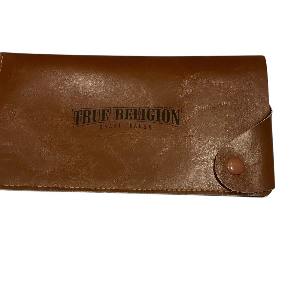 Vintage true Religion soft shell sunglasses eyeglasses pouch brown leather